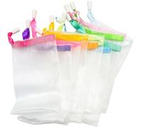 12Pcs Soap Bags Assorted Colors for Shower Colorful Drawstring Soap Sleeves Bath Facial Cleanser Foaming Net Exfoliating Mesh Soap Bag for Shower Foaming Soap