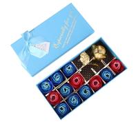 12pcs Soap Flower Foil Rose Gift Box for Valentine's Day | Elegant Blue Paper Ornament, Romantic Atmosphere Accent, Creative Present for Anniversaries and Mother's Day