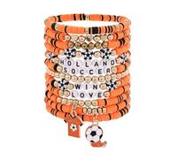 12Pcs Soccer Clay Bracelets Set, 2026 Soccer Tournament Bracelets Adjustable Soft Polymer Clay Beaded Bracelets, Country Color Soccer Themed Jewelry for Women Men, Team Spirit Party Favors, Sports