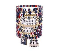12Pcs Soccer Clay Bracelets Set, 2026 Soccer Tournament Bracelets Adjustable Soft Polymer Clay Beaded Bracelets, Country Color Soccer Themed Jewelry for Women Men, Team Spirit Party Favors, Sports