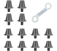 12pcs Soccer Studs Metal Tips Replacement Kit Aluminium Alloy Conical Spikes 11mm 13mm with Tool for Rugby Boots Wet Grass(Grey)