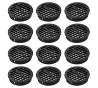 12PCS Soffit Vents 50mm 2in White Plastic Round Snap in Air Vent Cover Cabinet Closet Kitchen Bathroom Furniture (Black)