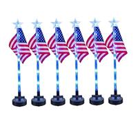 12PCS Solar American Flag, 8.3×5.5 inch Red White and Blue Solar Lights Outdoor with Stake Colorful Lawn & Yard 4th of July Decorations