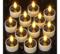 12Pcs Solar Tea Lights, Outdoor Waterproof, 1.5X2.1", Dusk-To-Dawn Flickering Led, Flameless For Lanterns, Patio, Camping
