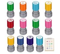 12PCS Sorted Teacher Stamp, Review Stamps for Home School Prizes-Classroom Incentive Rewards- Classroom Essentials, Teacher Review Photosensitive Colorful Behavior Stamper for Education (C)