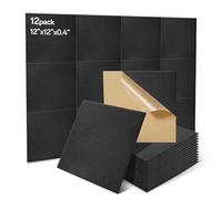 12Pcs Soundproofing Panels 30x30x1cm Square Acoustic Panels Self Adhesive Sound Proofing Foam Panels Hight Quality Acoustic Wall Panels for Studio KTV Home Soundproof Treatment,Black