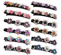 12PCS Sparkling Crystal Stone Braided Hair Clips for Women and Girls, Easily Braided Hair Clips Hair Bands, Shiny Rhinestone Hair Clip, Chopped Hairpin Duckbill Clips