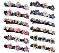 12PCS Sparkling Crystal Stone Braided Hair Clips for Women and Girls, Easily Braided Hair Clips Hair Bands, Shiny Rhinestone Hair Clip, Chopped Hairpin Duckbill Clips