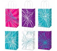12Pcs Spider Party Favor Bags for Girls Spiderweb Themed Birthday Party Decorations Ghost Spiders Gift Bag with Handles Comic Heroes Goodie Bag for Spider Fans Kids Baby Shower Game Parties Favor