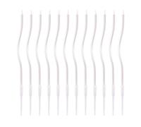12pcs Spiral Cake Candles, Twist Slim Long Birthday Cake Candles | Cupcake Decoration with Stand for Birthday Party Wedding Anniversary (Pearlescent White)