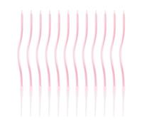 12pcs Spiral Cake Candles, Twist Slim Long Birthday Cake Candles | Cupcake Decoration with Stand for Birthday Party Wedding Anniversary (Pearlescent Pink)