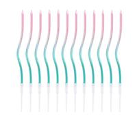 12pcs Spiral Cake Candles, Twist Slim Long Birthday Cake Candles | Cupcake Decoration with Stand for Birthday Party Wedding Anniversary (Mix Gradient 4)