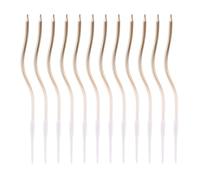 12pcs Spiral Cake Candles, Twist Slim Long Birthday Cake Candles | Cupcake Decoration with Stand for Birthday Party Wedding Anniversary (Champagne Gradient)