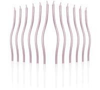 12pcs Spiral Cake Candles, Twist Slim Long Birthday Cake Candles | Velas Themed Party Cupcake Decoration with Stand for Birthday Wedding Anniversary (Pink)