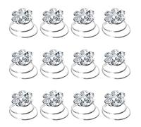 12pcs Spiral Rhinestone Hair Pins for Women Silver Alloy Bun Styling Clips | Sparkling Crystal Accent, Quick Easy Fitting for Braided or Short Hair Buns, Bridal Parties, Dancers and Recitals