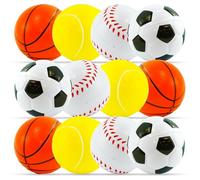 12Pcs Sponge Balls for Kids, Anxiety Relief Foam Balls, Reusable Soft Tennis Balls Basketball Baseball Football, Relaxation Bouncy Balls for Kids and Adults Fidget Toys 6cm