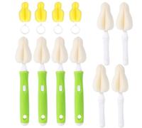 12pcs Sponge Bottle Nipple Brushes, Baby Bottle Nipple Cleaner Sponge Brush with 4pcs Replacement Heads and 4pcs Cleaning Scrubber for Nipples