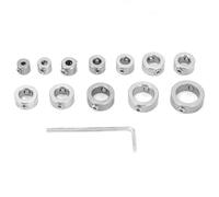 12pcs Stainless Steel Drill Depth Stop Bit Collar Set, Drilling Limit Ring for High Carbon Steel Drill Bits, Screw - Type Adjustable Collars with Hex Wrench