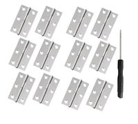12PCS Stainless Steel Folding Butt Hinges,3 Inch Home Folding Butt Hinges, Timber Door Hinges,Stainless Steel Outdoor Cabinet Furniture Hinges for Window, Cabinets, Closet with Screwdriver Silver