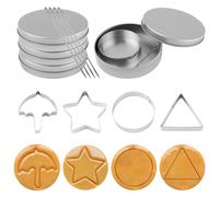 12pcs Stainless Steel Game Cookie Cutters, Korean Candy Sugar Making Tools with Umbrella, Triangle, Star, Round Biscuit Molds for Christmas, Valentine's Baking Kits, Tin Boxed Party Favors