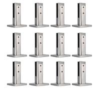 12pcs Stainless Steel Glass Railing Clamp Square Spigots for Pool Fencing Fits 3/8''-9/16'' (10mm-14mm) Glass Thickness 160mm Silver Finish