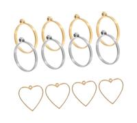 12pcs Stainless Steel Open Bezel Pendant Frames Round Heart