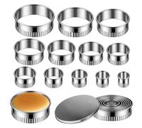 12Pcs Stainless Steel Pastry Cutters, 2.6 cm - 11.5 cm Cookie Cutters | Round Biscuit Mold, Circle Biscuit Cutter, Ring Scone Cutter for Dough, Pastry, Donut, Fondant, DIY Cake Decoration