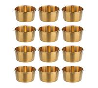12pcs Stainless Steel Sauce Cup Condiment Ketchup Dipping Cups Mini Individual Gold Seasoning Dish Appetizer Plates Container for Sampling, Salad Dressing, Sides or Dipping Sauces - 60ml/2.1oz