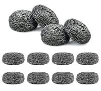 12Pcs Stainless Steel Scourers - Heavy Duty Dish Washing Scrubbers for Pots Pans Grills - Non Scratch Wire Cleaning Pads for Kitchen Household Rust Resistant Reusable