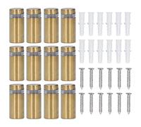 12Pcs Stainless Steel Standoff Screws for Acrylic, Wall Sign Mounting Hardware with Wall Plugs and Cross Screws, 12x25mm Brushed Gold Finish for Indoor Outdoor Use