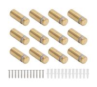 12Pcs Standoff Screws Stainless Steel Electroplated Brushed Gold Advertising Nails for Acrylic Support Panels 12x30mm Indoor Outdoor Use Wall Sign Mounting Hardware