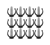 12pcs Steel C-clamp Cane Accessories for Crutches and Tubes | Black ABS Inserts, Pin-lock Fastening, Non-slip Height Adjustment, for Hiking and Recovery Use