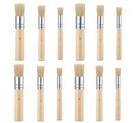 12Pcs Stencil Brushes, Washable Bristle Stipple Brushes, Suitable for Acrylic, Oil, and Watercolor Painting, Cardmaking, DIY Arts and Crafts Projects, or as Stencils for Painting