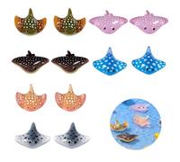 12PCS Stingray Ornaments Mini Resin Animals Figures, Ocean Theme Little Fish Miniatures, Realistic Marine Sea Animals Display, Assorted Plastic Sea Creatures for Aquarium, Micro Landscape and Crafts