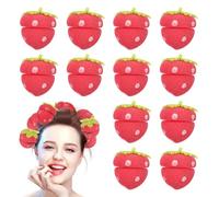 12pcs Strawberry Heatless Curlers Strawberry Foam Rollers Strawberry Curler for Women Strawberry Sponge Curler for Beautiful Curls Hair Salon Home Use Curly Hair Styling Tool (24PCS, 2.36inch)