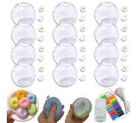 12Pcs Stress Ball Skin, DIY Stress Ball Making Kit, Vacuum Squishy Decompression Ball with Lid & Glue for Sensory & Stress Relief, Homemade Stress Relief Toys Set (4cm,Transparent)
