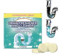 12pcs Strong Drain Cleaner Tablets,Drain Cleaner for Bad Smells&Drain Declogger,Drain Smell Eliminator Tablets for Dishwasher,Bathroom Sink&Outdoor Drains,Safe Non-Irritating Household Essentials
