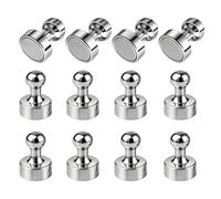 12pcs Strong Magnets 12 x 16 mm Neodymium Magnets Fridge Magnet Small Magnetic Pins Mini Whiteboard Push Pins for Office Noticeboard Crafts Photo Map Pin Board Refrigerator, Silver