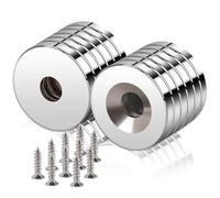 12Pcs Strong Neodymium Magnets with Holes, 18x3mm Hole 5mm Small Magnets Mounting Screws, Permanent Round Ring Rare Earth Magnet Heavy Duty for Wall Mounting, Industrial, DIY