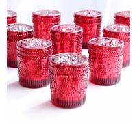 12Pcs Sunflower Mercury Red Tealight Holders Glass for Christmas Decor