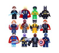 12PCS Super Hero Building Block Destroyer Captain America Hulk Superman Batman Wolverine Building Block Toy