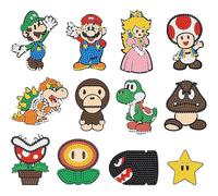 12pcs Super Mario Bros 5d Diamond Painting Stickers Kits Cartoon Game Diy Gem Diamond Mosaic Sticker By Numbers Arts