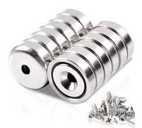 12Pcs Super Strong Neodymium Magnet Heavy Duty, Ring Rare Earth Magnets with Holes,Round Base Cup Countersunk Magnets for Craft Kitchen Wood DIY Holding Tools Hanging (16x5 Hole 3.5mm)