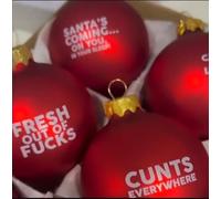 12Pcs Sweary Bauble Bundle,Offensive Christmas Tree Bauble Ornaments,Funny Hanging Ornaments,Sweary Gag Christmas Ball Ornaments,Novelty Exchange Gifts for Adults (Red)