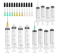 12Pcs Syringe 5ML 10ML 20ML, Reusable Fodder Syringes, Plastic Syringe Set, Glue Syringes for Lab, Glue, Industrial, Scientific Labs