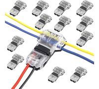 12Pcs T Tap Wire Connector No Wire Stripping 3 Way Wires Splice Connector 18 AWG 2 Pin Automotive Wires Connectors T Type Wiring Connectors for Vehicle Audio Video