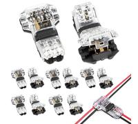 12Pcs T Tap Wire Connectors, 2 Pin Low Voltage Quick Splice Solderless with no Wire-Stripping Electrical Wire Connectors for Wires Connection 20-22 AWG, Heat Resistant for 12V, 24V DC Automotive