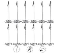 12Pcs Table Number Holders, Place Card Holder, Memo Holder Clips Vertical Note Holder Clasp Holder Photo Number Stand Note Clip for Wedding Party Gatherings Office Desk Photo Clips (Silver)