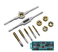 12pcs Tap Dies Set NC Screw Thread s Taps M6 M7 M8 M10 M12 Titanium Plating Hand Screw Taps with Wrench MINGPING