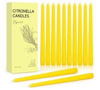12PCS Tapered Candle, Citronella Candle Sticks with 8 Hour Burn, 25 x 2 cm | Lemongrass-Scented, Yellow Candles, Natural Soy Wax, Idea for Dinner Candles, Table & Home Decor
